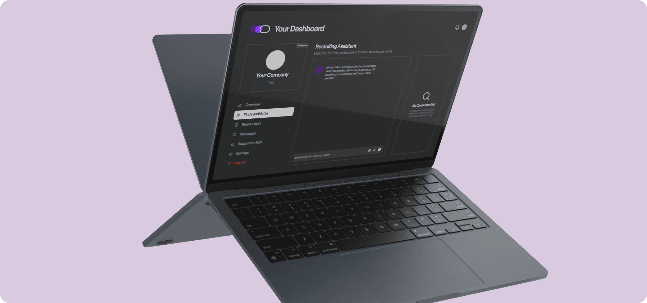 Dashboard interface showing financial data and charts
